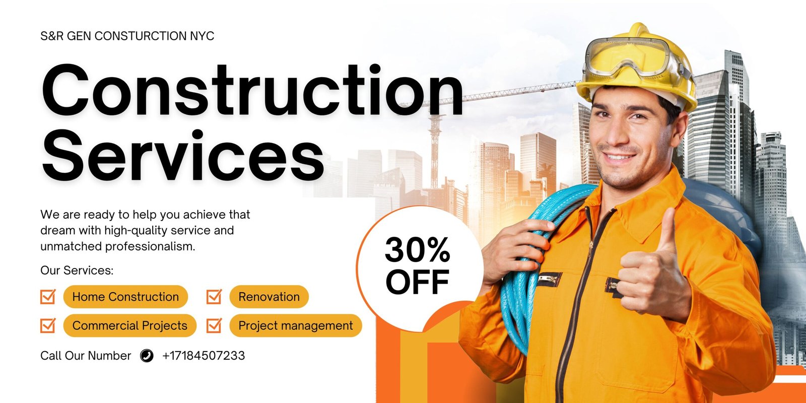 S&R General Construction Services - Modern Banner