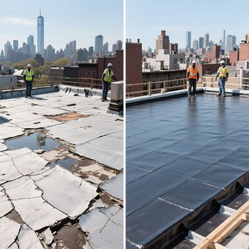 Before and After Roofing Repair in Brooklyn Professional Roofing Solutions .