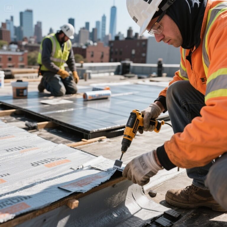 Commercial Flat Roofing's close up details look in Brooklyn, Newyork .