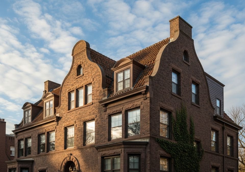 Classic Brownstone Dutch Gable Roof in Brooklyn, NYC