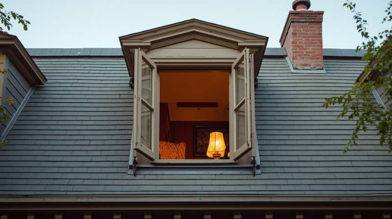 A classic roof window with open shutters in Brooklyn, offering a traditional alternative in the Skylight vs Roof Window comparison, showing how each provides distinct lighting.