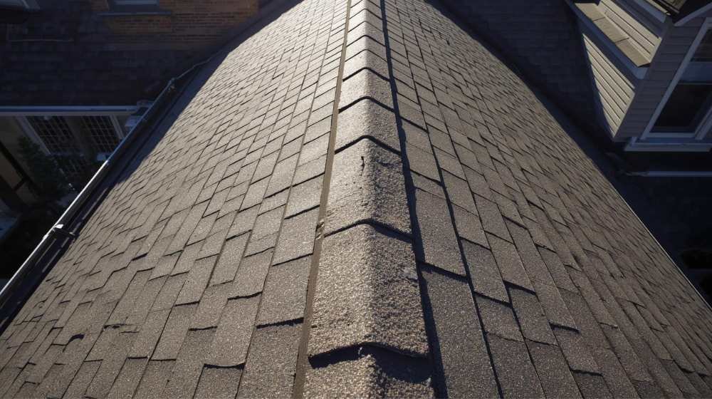 A close-up of roofing shingles being installed, demonstrating the attention to detail a skilled roofing contractor brings to the job.