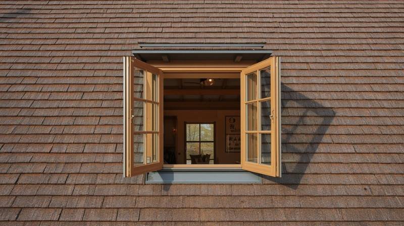 An elegant double roof window opening to natural light in Brooklyn, demonstrating the contrast between roof windows and skylights in the Skylight vs Roof Window discussion.