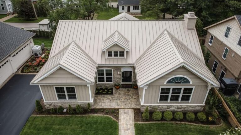 A modern home with a gable roof featuring stone accents and clean lines, showcasing the advantages and disadvantages of gable roof designs with their aesthetic appeal and functional benefits.