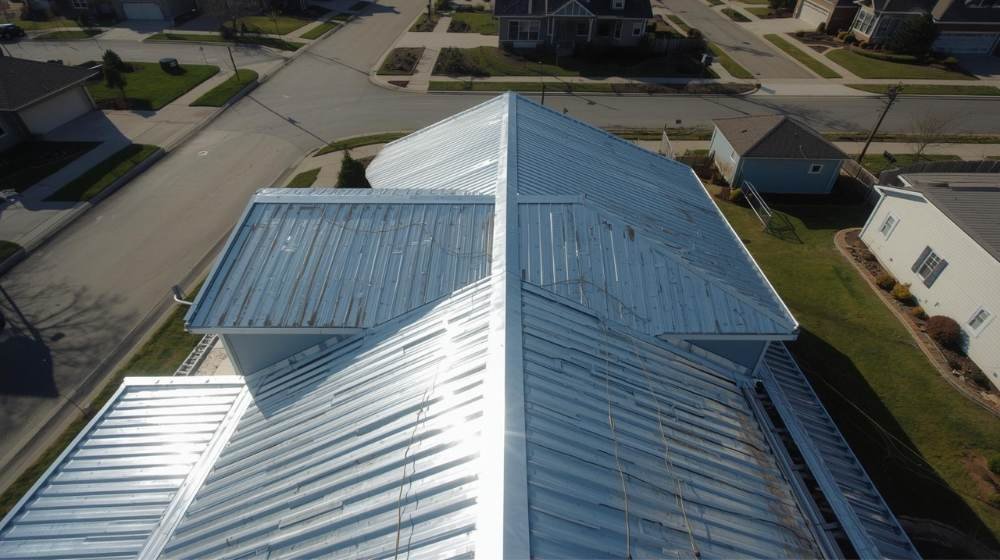 Residential Metal Roof Reflecting Sunlight