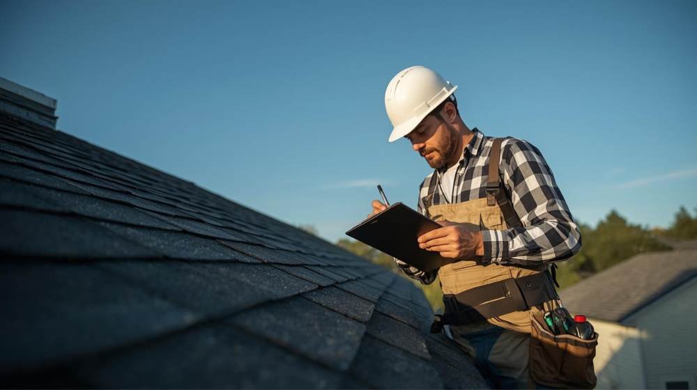 A roofing contractor inspecting a roof to ensure quality and proper installation, essential for a long-lasting roofing solution.
