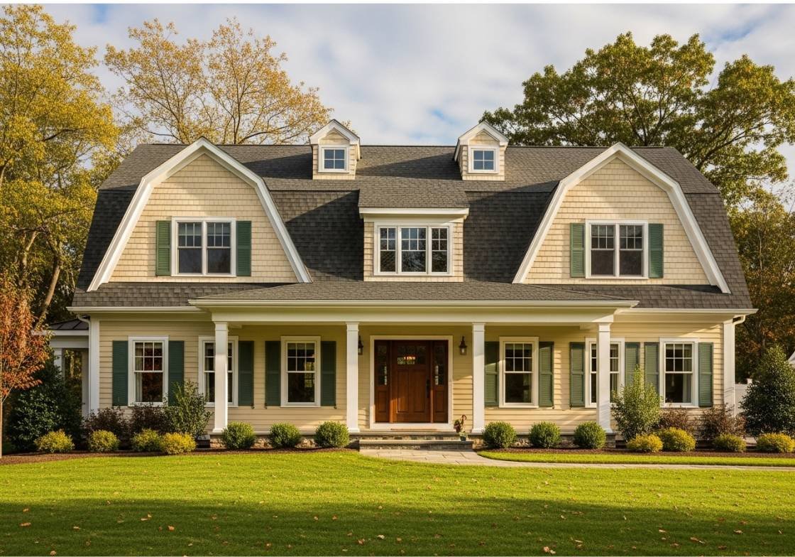Side View of a Classic Gambrel Roof in Brooklyn .