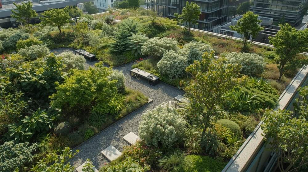Spacious Green Rooftop Garden with Seating in Brooklyn