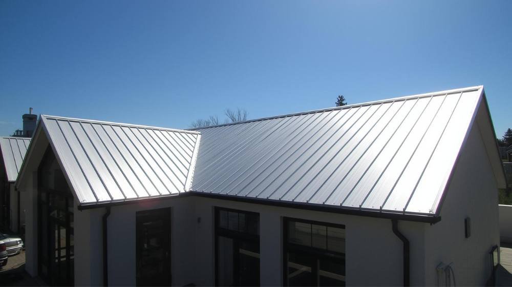 Symmetric Aerial View of a Metal Roof