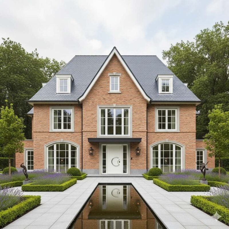 Chic Brick House with Modern Roof Design