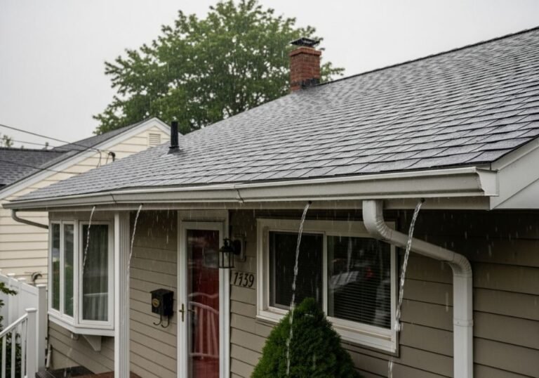 Sagging Gutter Causing Leaks and Water Drips