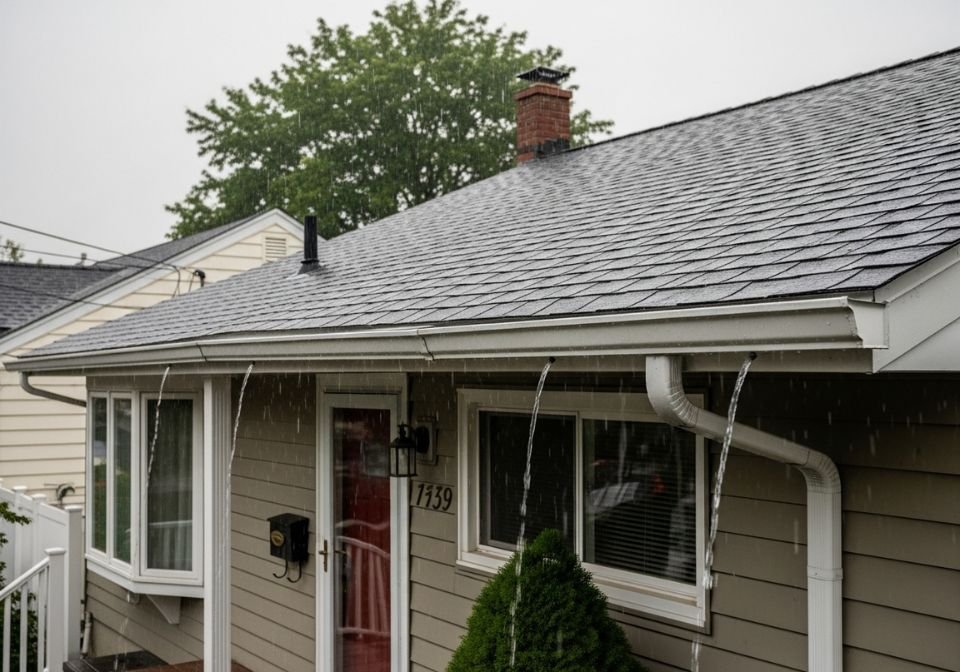 Sagging Gutter Causing Leaks and Water Drips