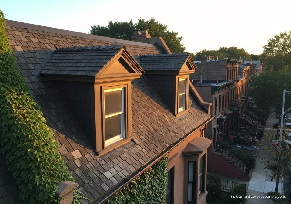 Row of Dormer Windows with a Scenic View of Brooklyn Neighborhood