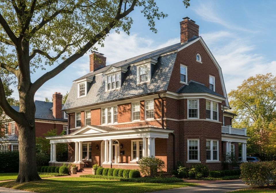 Prospect Park South Colonial Revival Dutch Gable Roof
