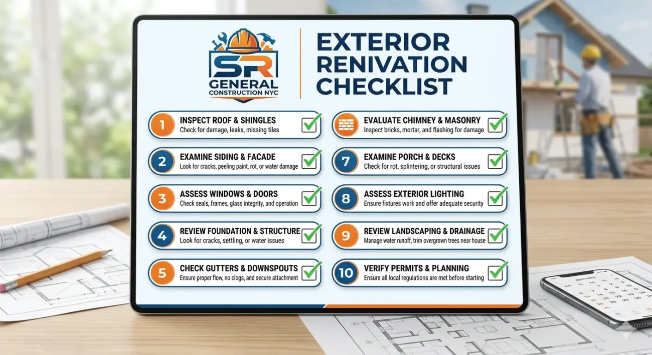 Exterior Renovation checklist for home improvement and maintenance