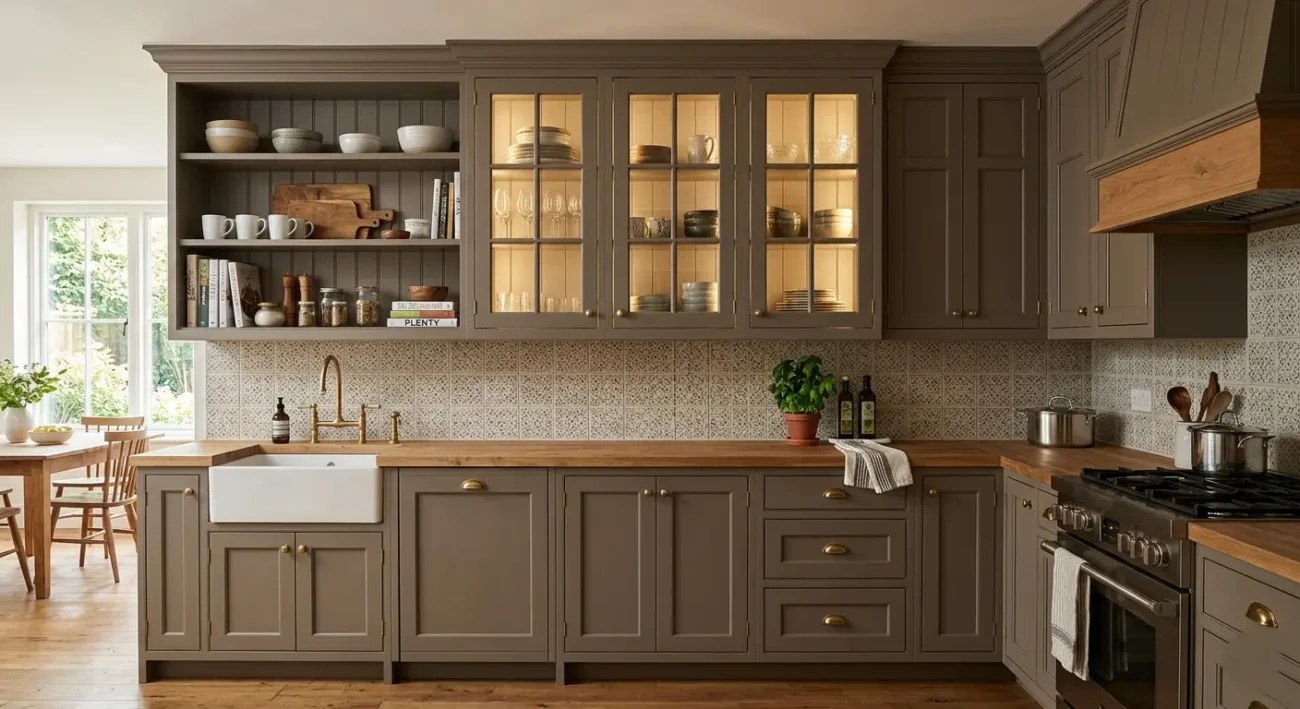 Glass-Front or Mixed OpenClosed Cabinets for kitchen