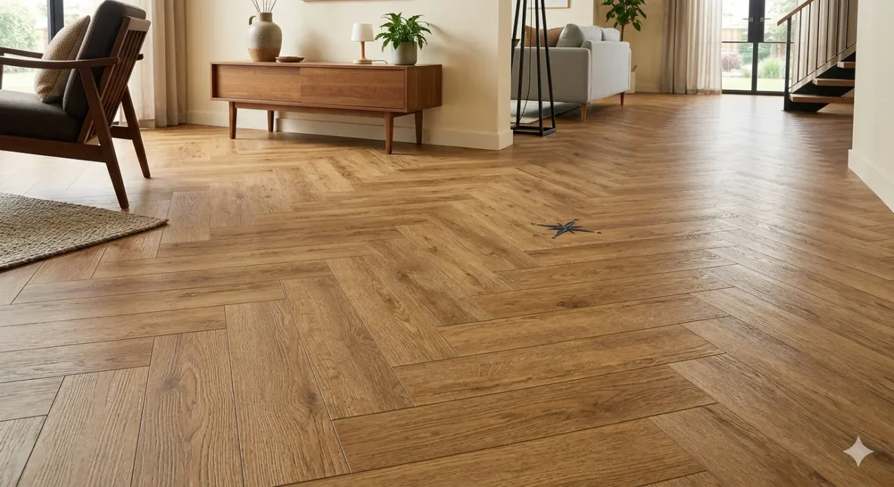 Herringbone (or Chevron Zig-zag “wood-look” pattern)