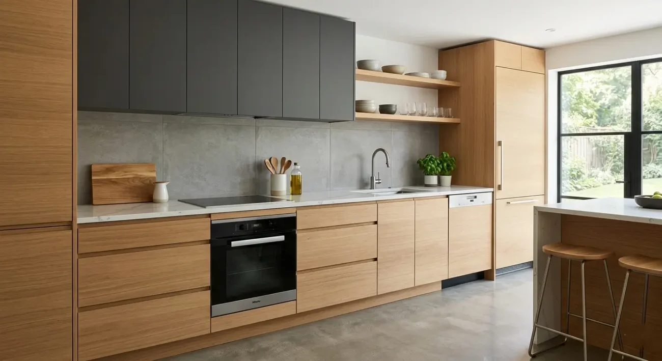Slab Flat-Panel kitchen Cabinet Design for Kitchen