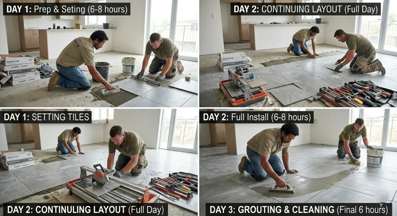 floor tile installation take few days