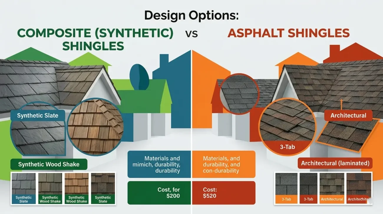 Design Options (Composite (Synthetic) Singles vs. Asphalt Shingles)
